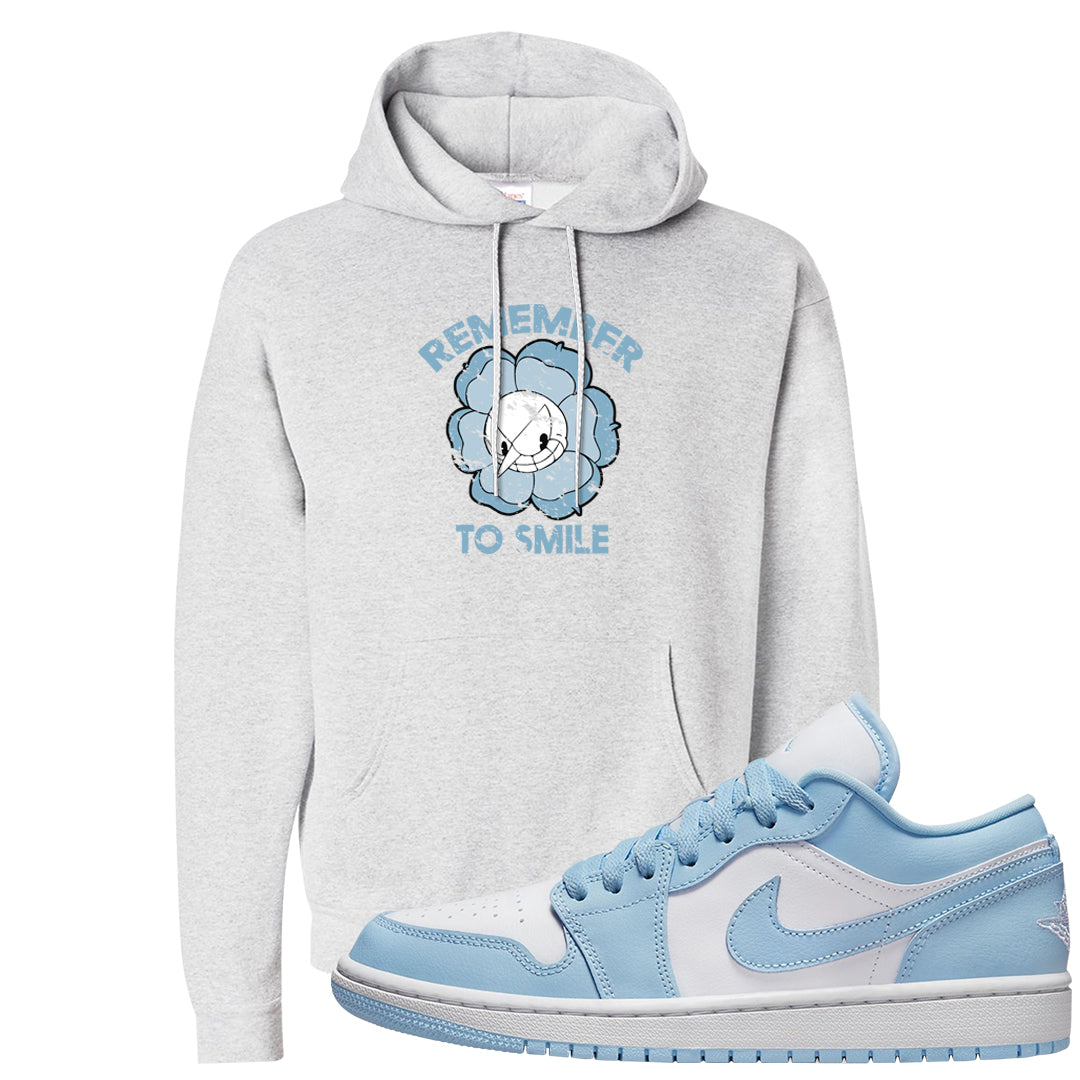 Ice Blue Low 1s Hoodie | Remember To Smile, Ash