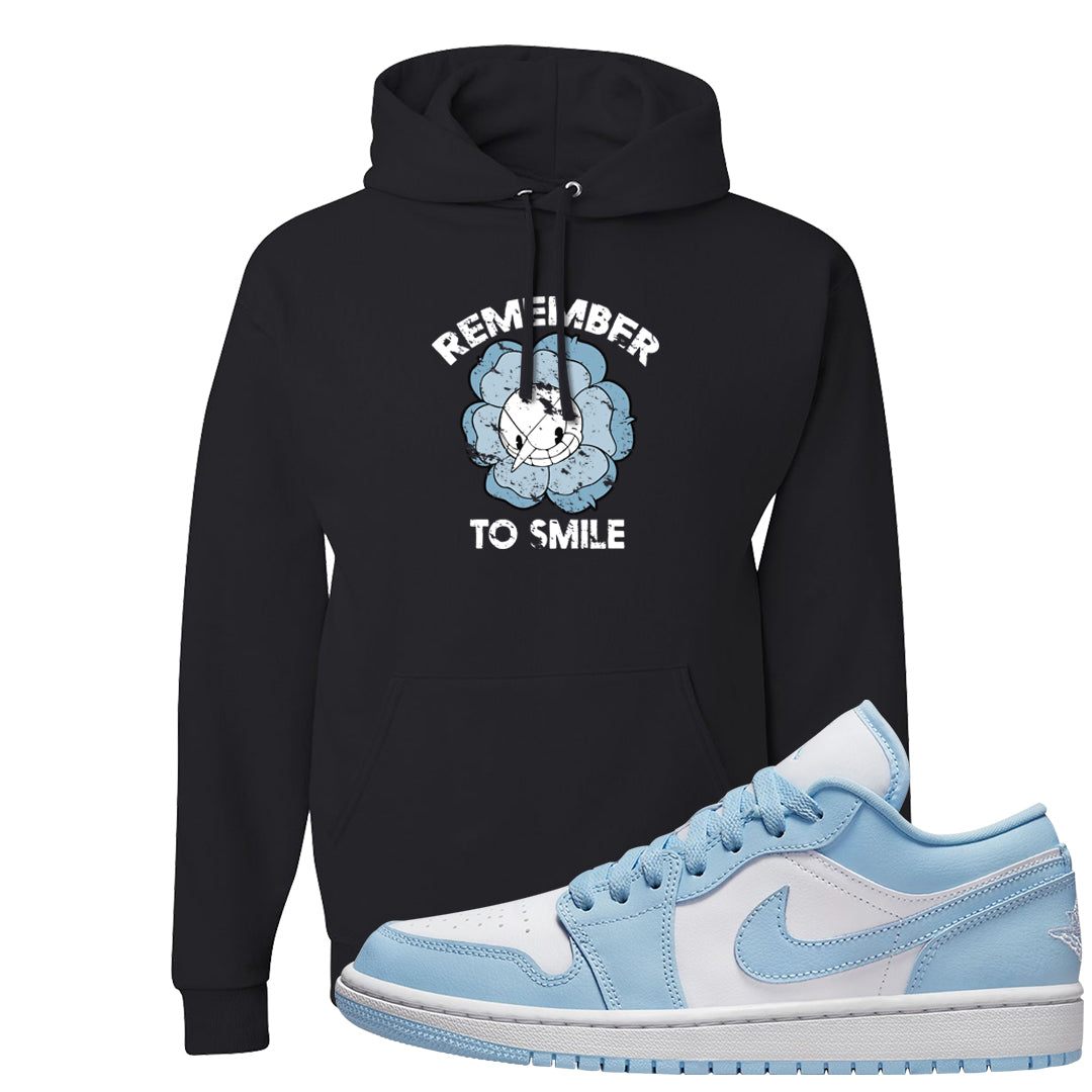 Ice Blue Low 1s Hoodie | Remember To Smile, Black