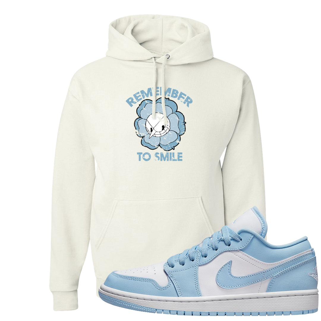 Ice Blue Low 1s Hoodie | Remember To Smile, White