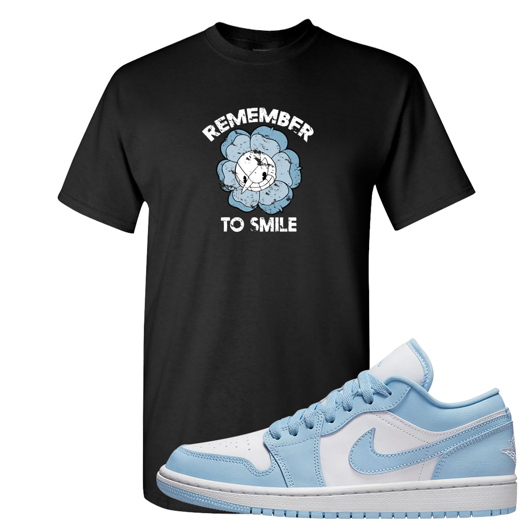 Ice Blue Low 1s T Shirt | Remember To Smile, Black