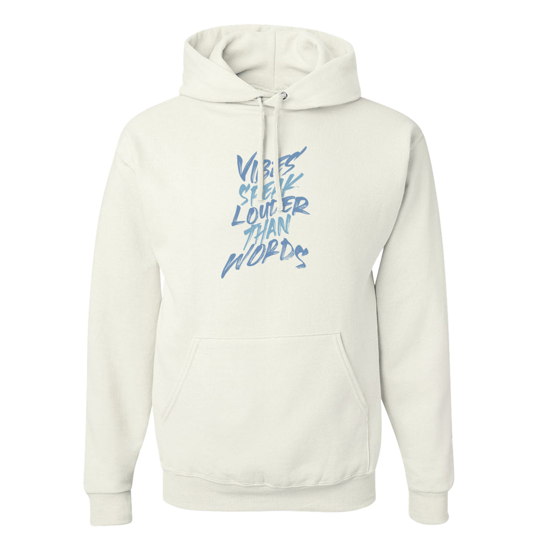 Ice Blue Low 1s Hoodie | Vibes Speak Louder Than Words, White