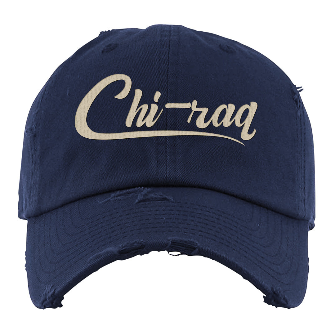 Navy Egg Shell Dark Gum Low 1s Distressed Dad Hat | Chiraq, Navy Blue