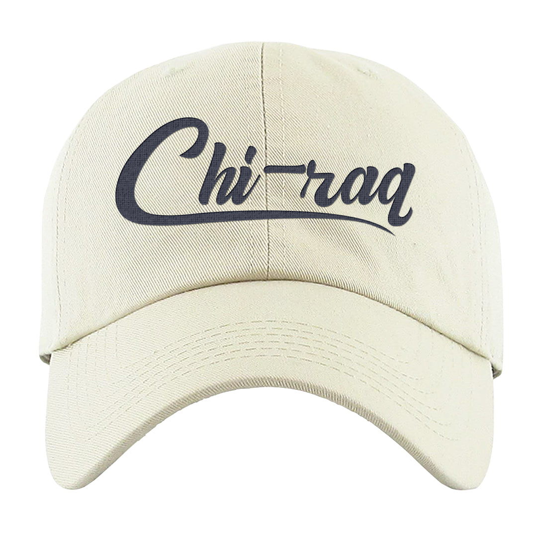 Navy Egg Shell Dark Gum Low 1s Dad Hat | Chiraq, White