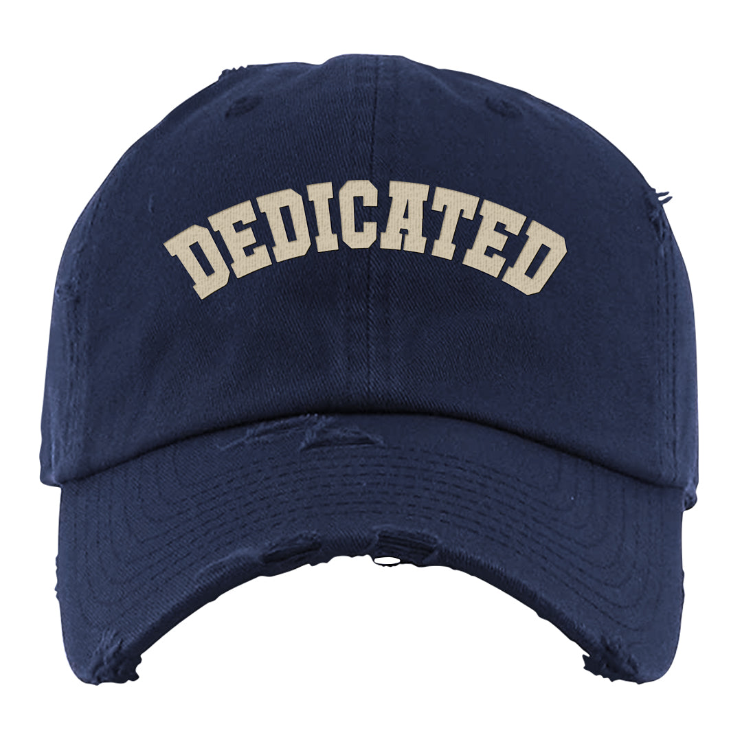 Navy Egg Shell Dark Gum Low 1s Distressed Dad Hat | Dedicated, Navy Blue