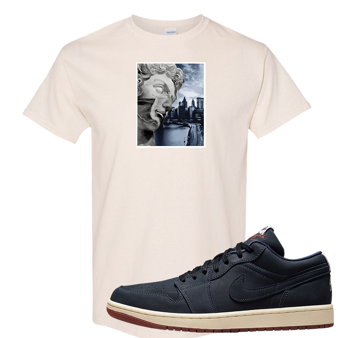 Navy Egg Shell Dark Gum Low 1s T Shirt | Miguel, Natural