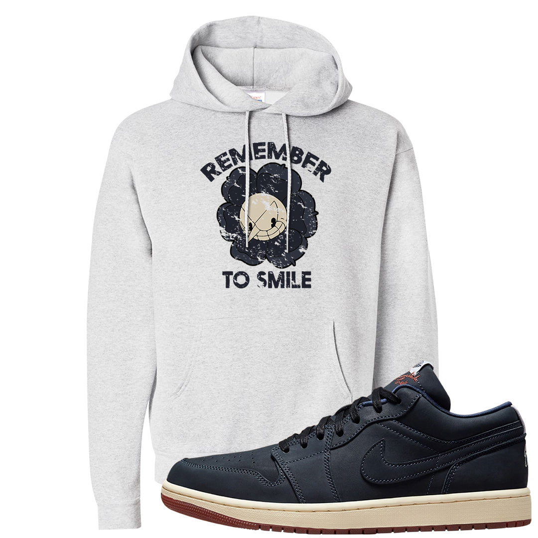 Navy Egg Shell Dark Gum Low 1s Hoodie | Remember To Smile, Ash