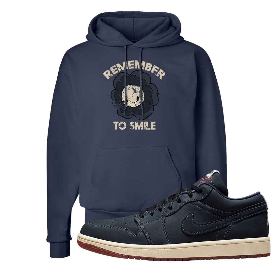 Navy Egg Shell Dark Gum Low 1s Hoodie | Remember To Smile, Navy
