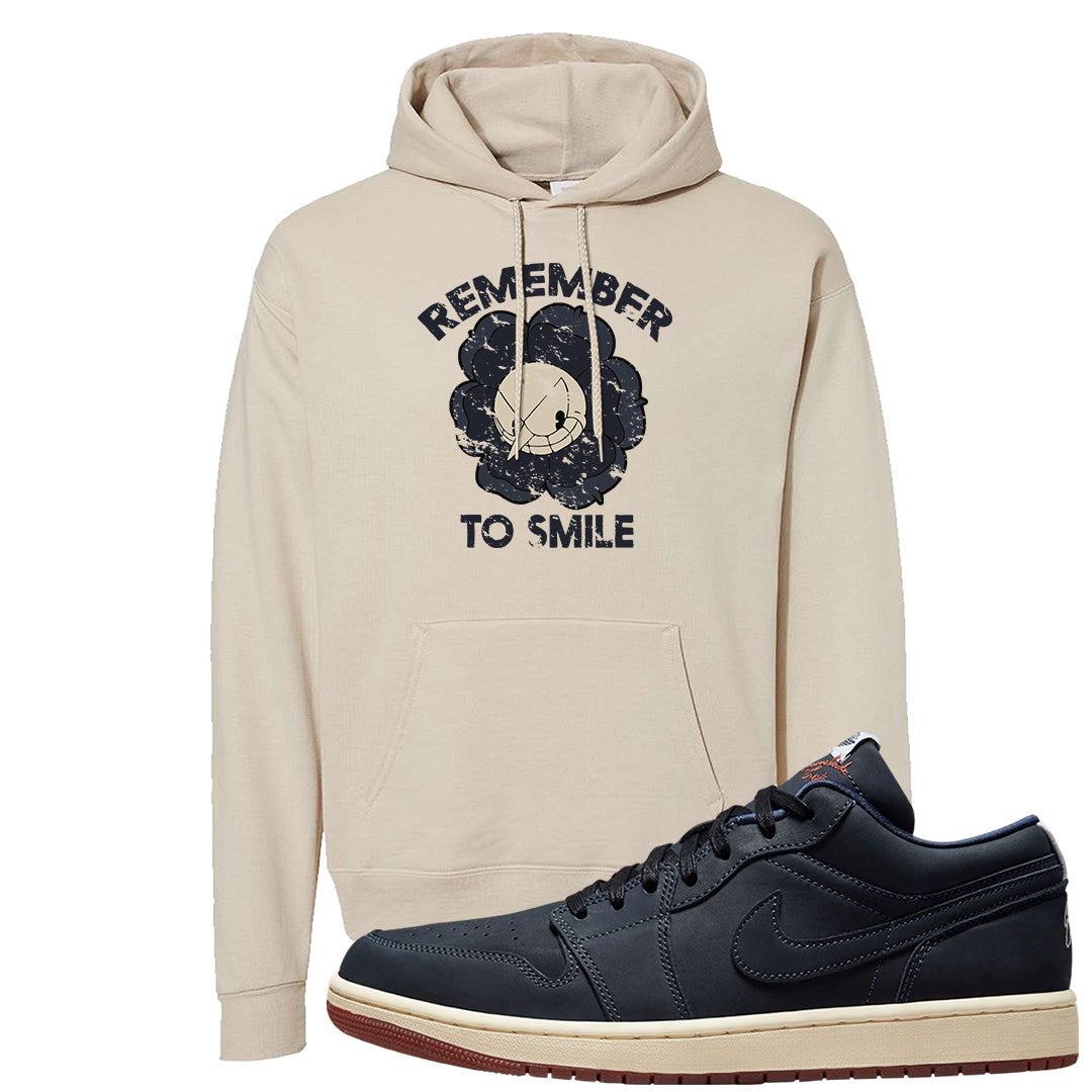 Navy Egg Shell Dark Gum Low 1s Hoodie | Remember To Smile, Sand