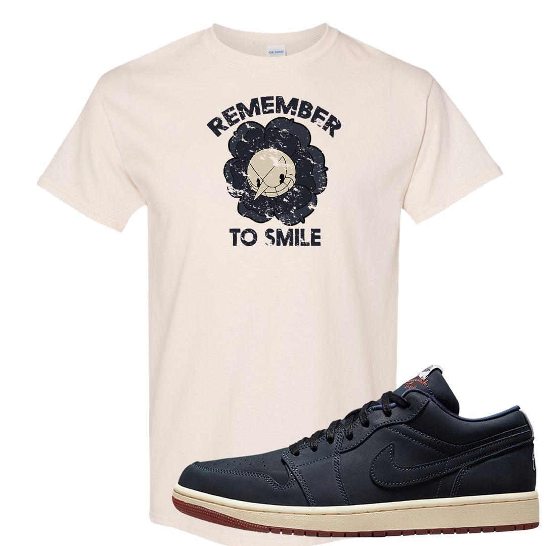 Navy Egg Shell Dark Gum Low 1s T Shirt | Remember To Smile, Natural