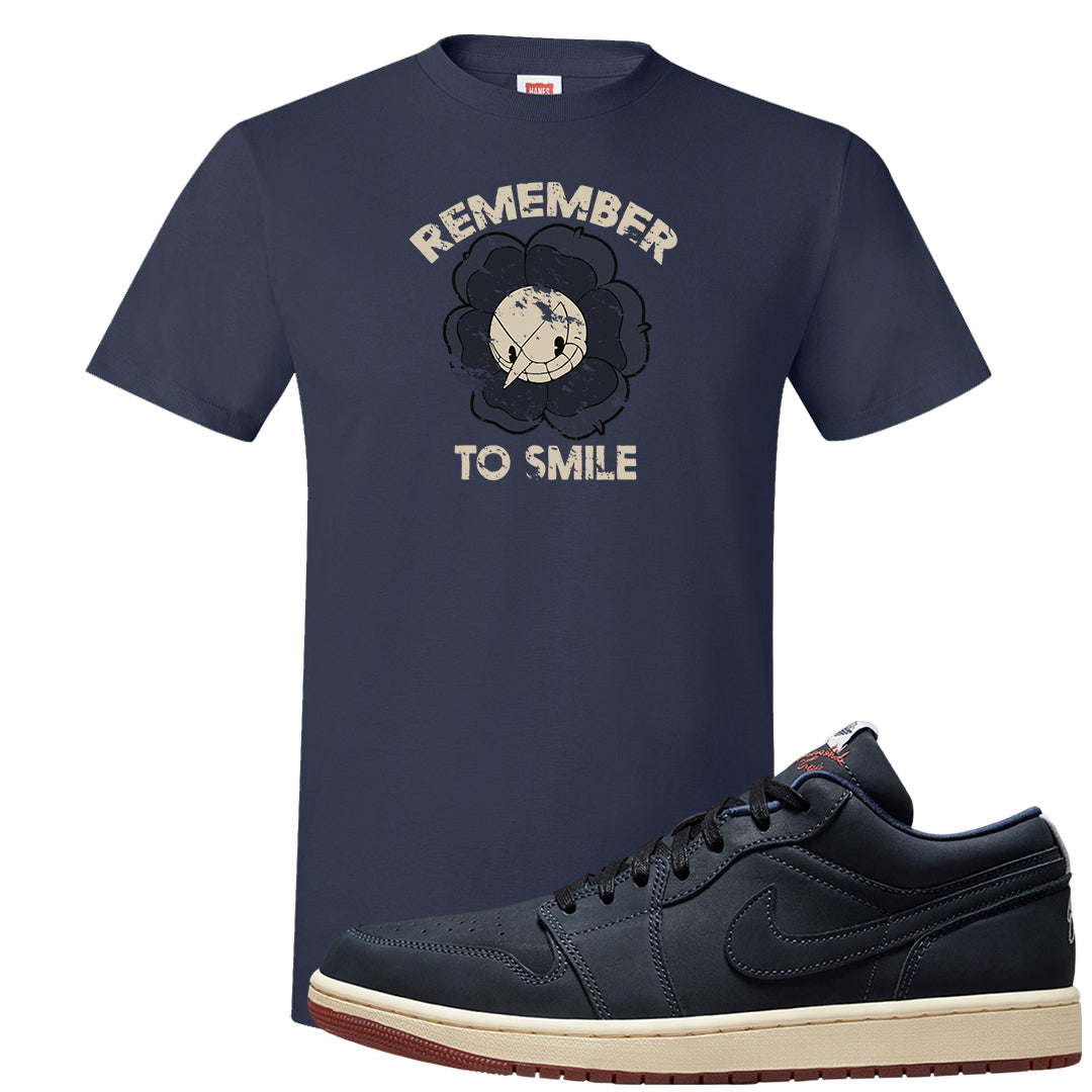 Navy Egg Shell Dark Gum Low 1s T Shirt | Remember To Smile, Navy