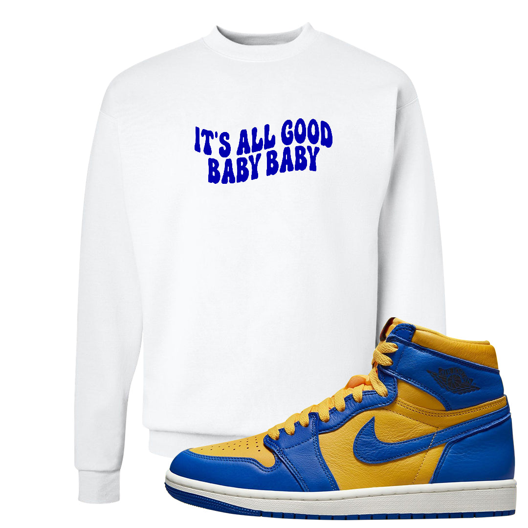 Laney 1s Crewneck Sweatshirt | All Good Baby, White