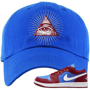 Pomegranate Medium Blue White Low 1s Dad Hat | All Seeing Eye, Royal