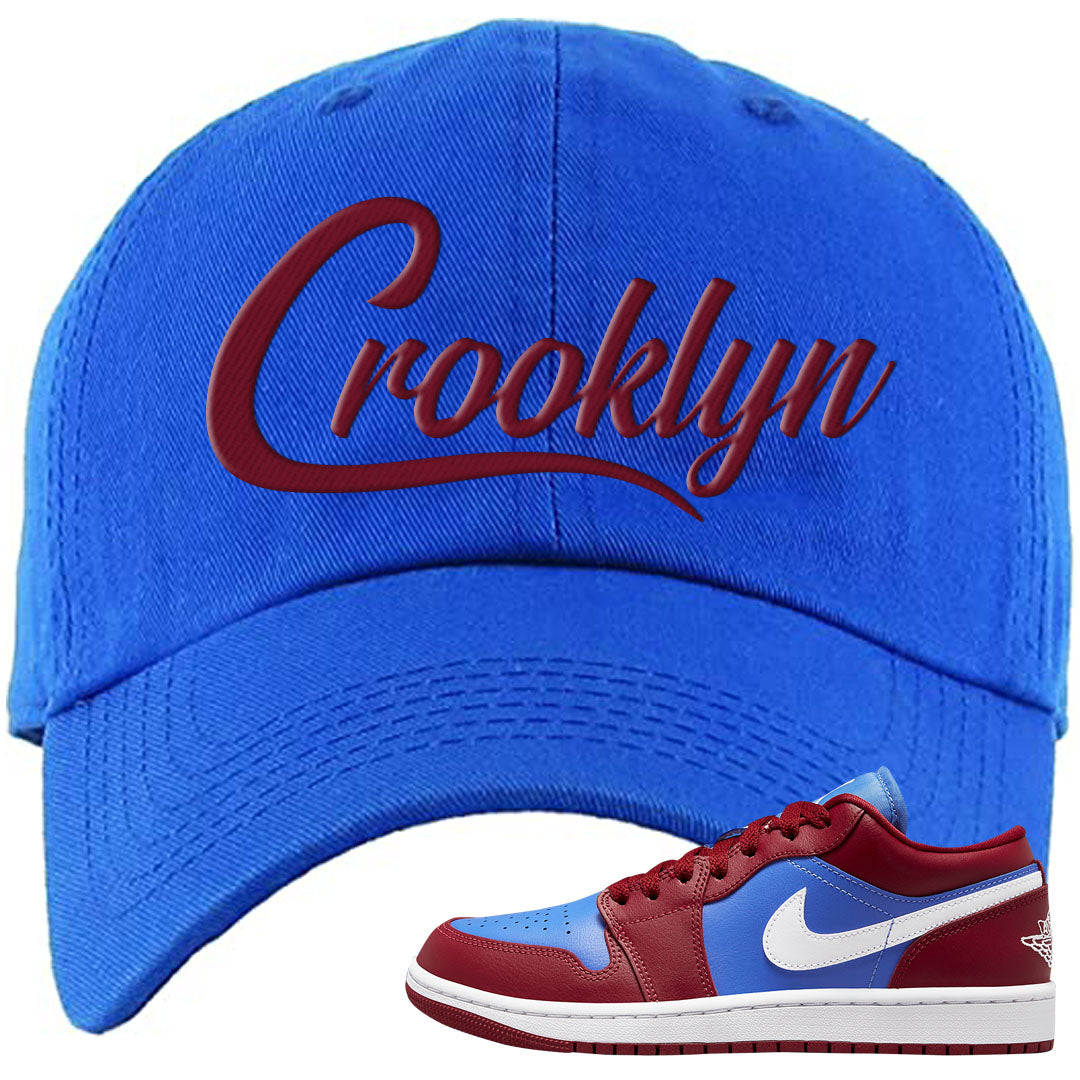 Pomegranate Medium Blue White Low 1s Dad Hat | Crooklyn, Royal