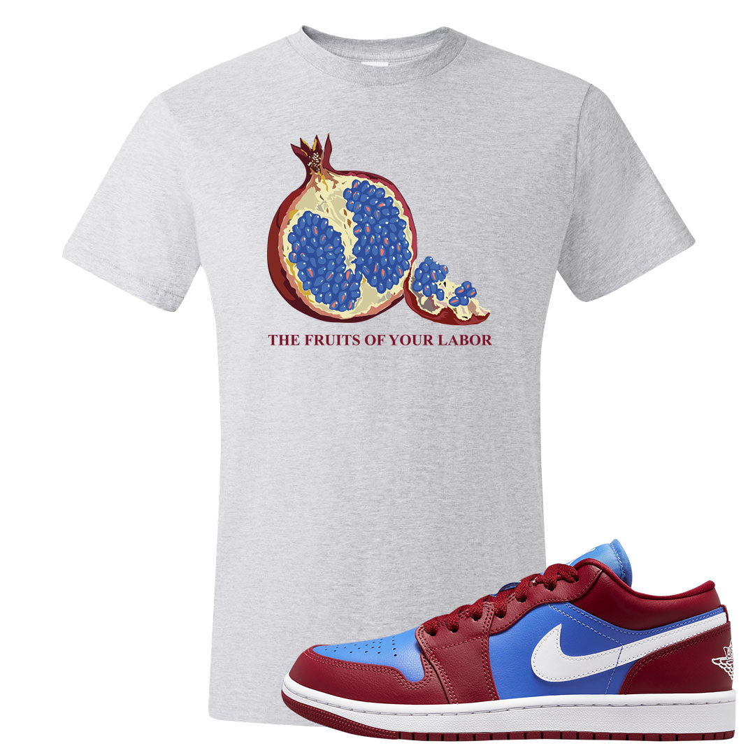 Pomegranate Medium Blue White Low 1s T Shirt | Fruits Of Your Labor, Ash