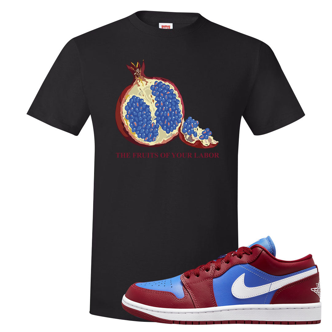 Pomegranate Medium Blue White Low 1s T Shirt | Fruits Of Your Labor, Black