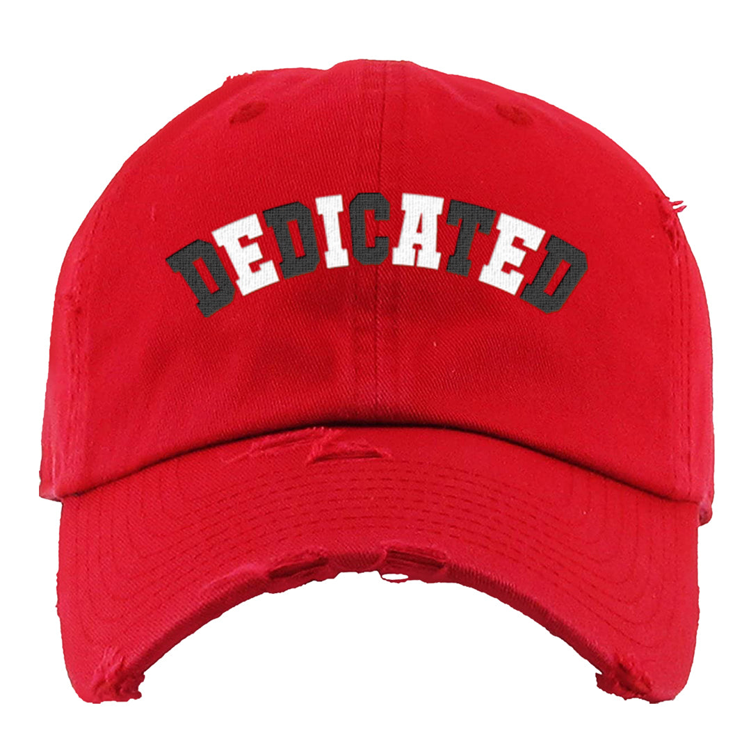 Reverse Black Toe Low 1s Distressed Dad Hat | Dedicated, Red