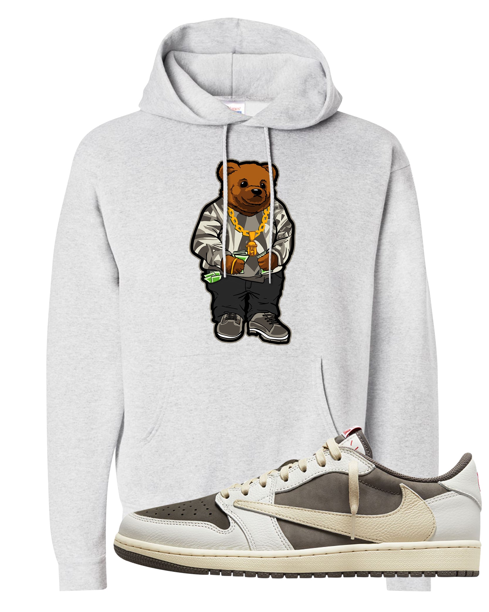 Reverse Mocha Low 1s Hoodie | Sweater Bear, Ash