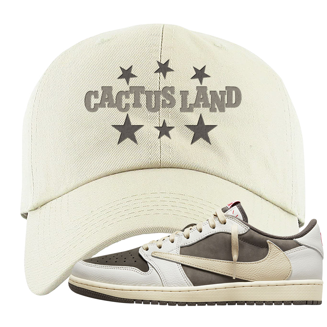 Reverse Mocha Low 1s Dad Hat | Cactus Land, White