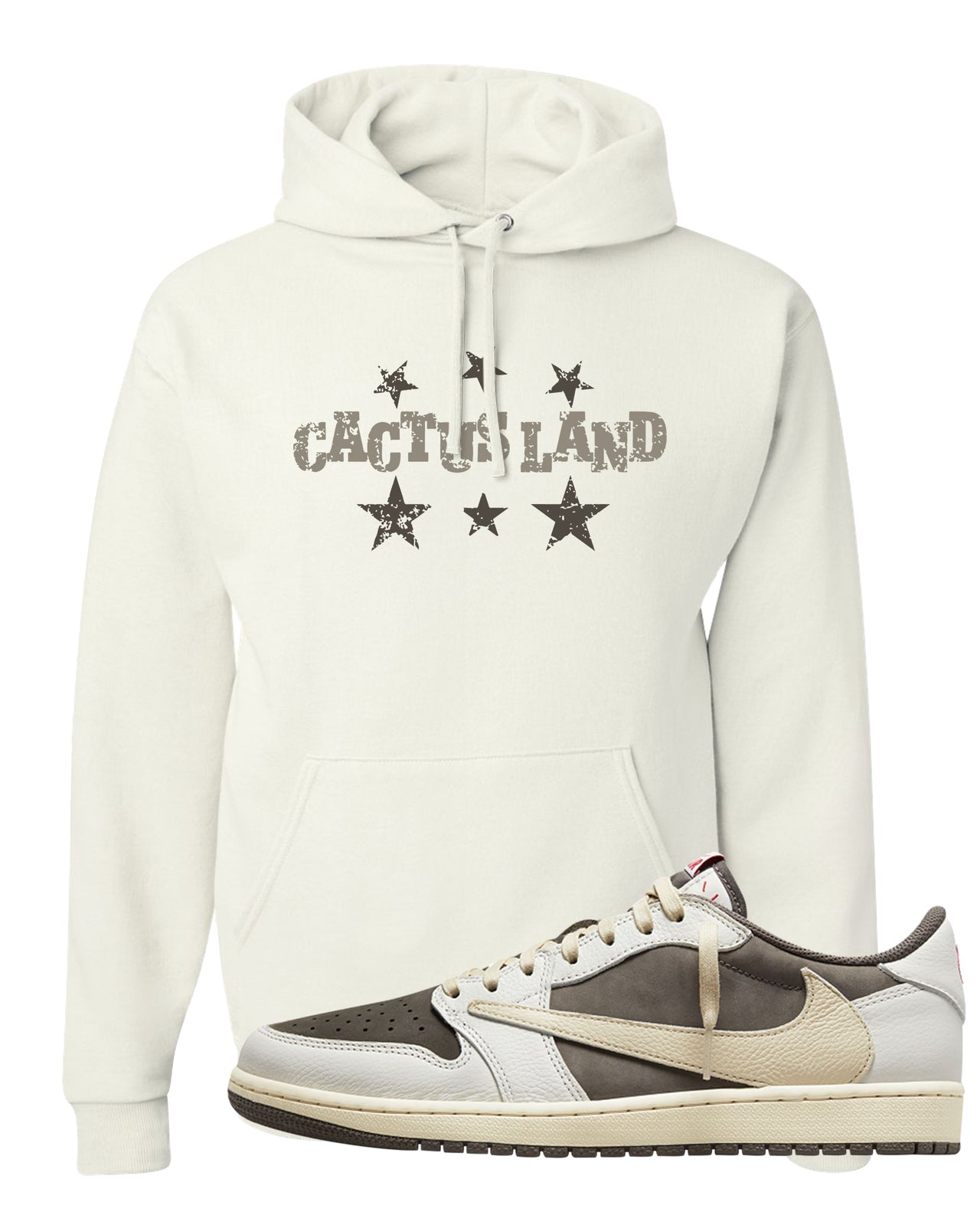 Reverse Mocha Low 1s Hoodie | Cactus Land, White