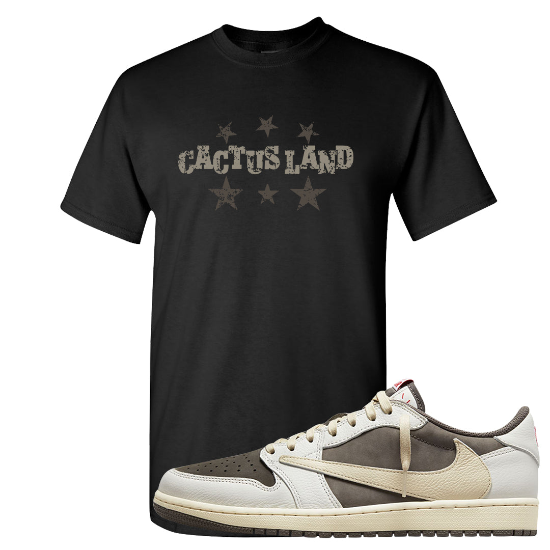 Reverse Mocha Low 1s T Shirt | Cactus Land, Black