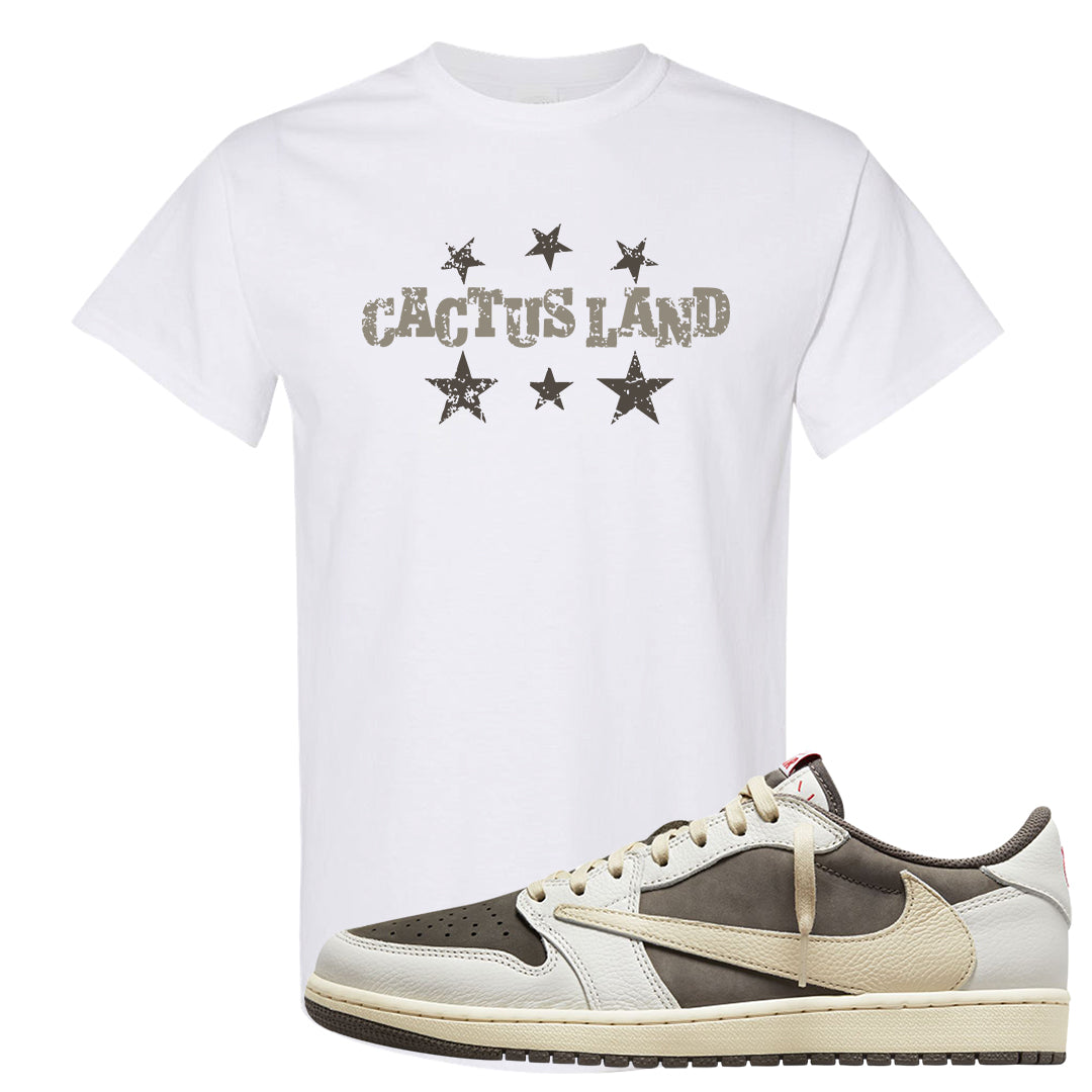 Reverse Mocha Low 1s T Shirt | Cactus Land, White