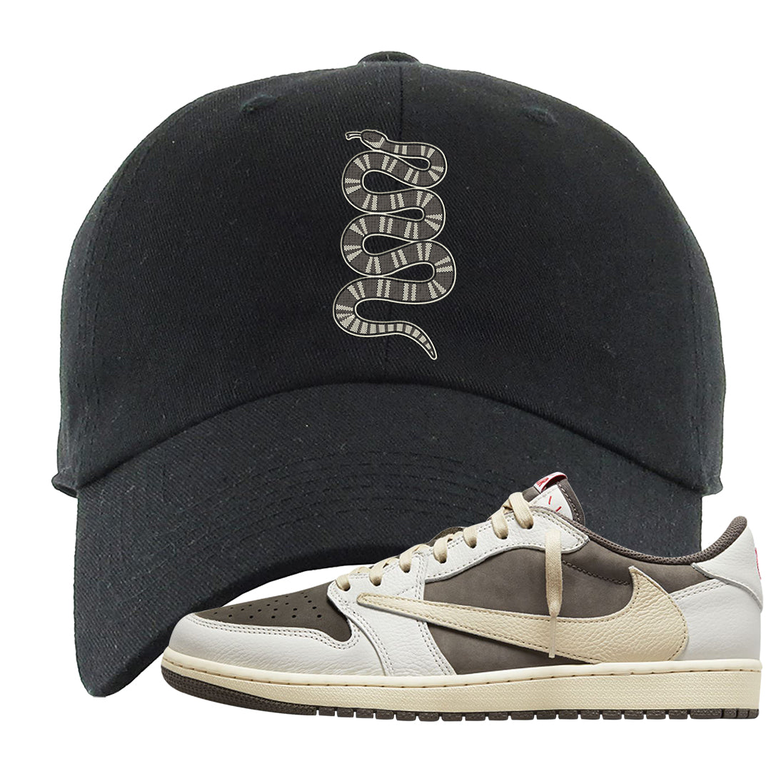 Reverse Mocha Low 1s Dad Hat | Coiled Snake, Black