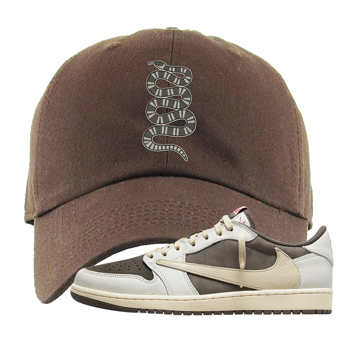 Reverse Mocha Low 1s Dad Hat | Coiled Snake, Brown