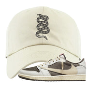 Reverse Mocha Low 1s Dad Hat | Coiled Snake, White