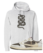 Reverse Mocha Low 1s Hoodie | Coiled Snake, Ash