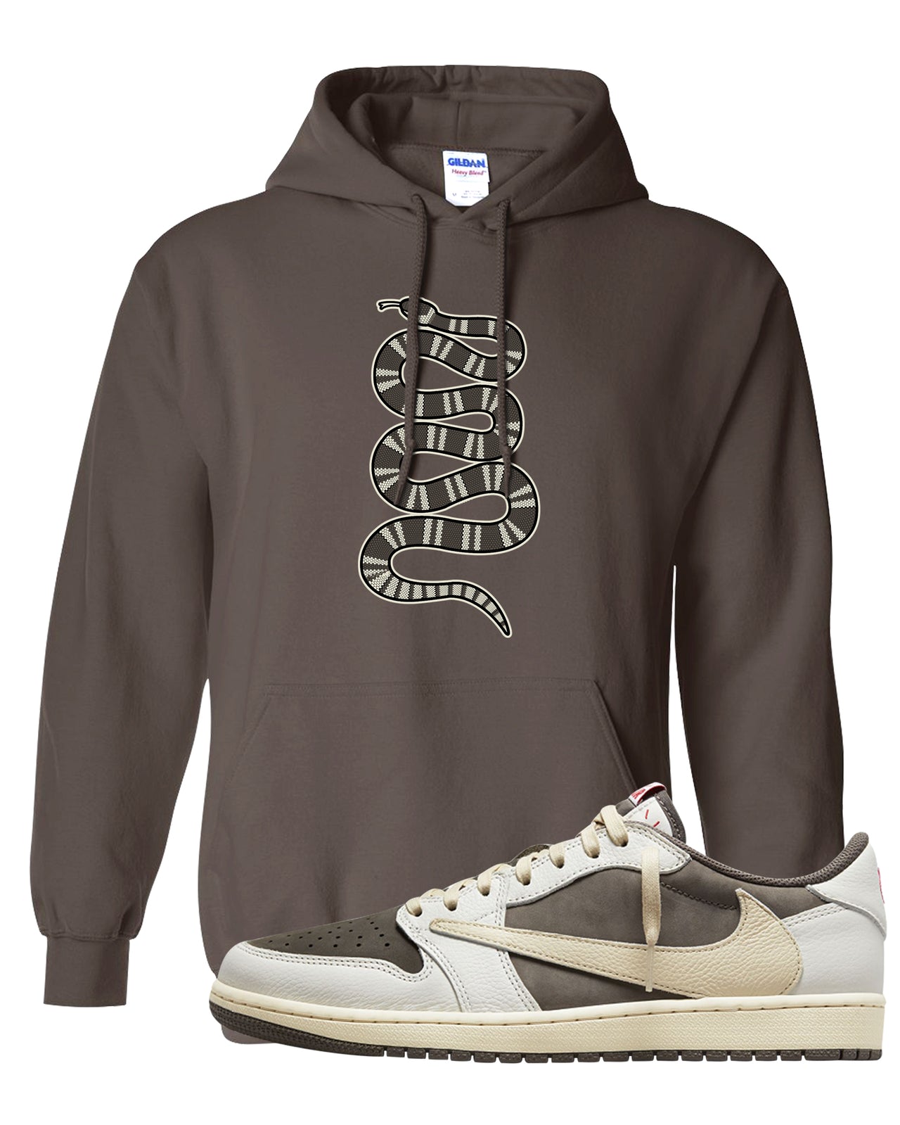 Reverse Mocha Low 1s Hoodie | Coiled Snake, Chocolate