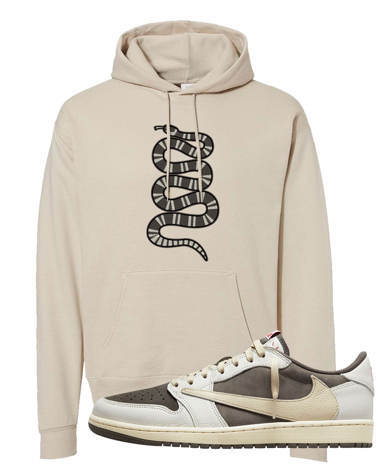 Reverse Mocha Low 1s Hoodie | Coiled Snake, Sand