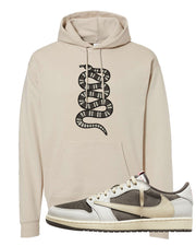 Reverse Mocha Low 1s Hoodie | Coiled Snake, Sand