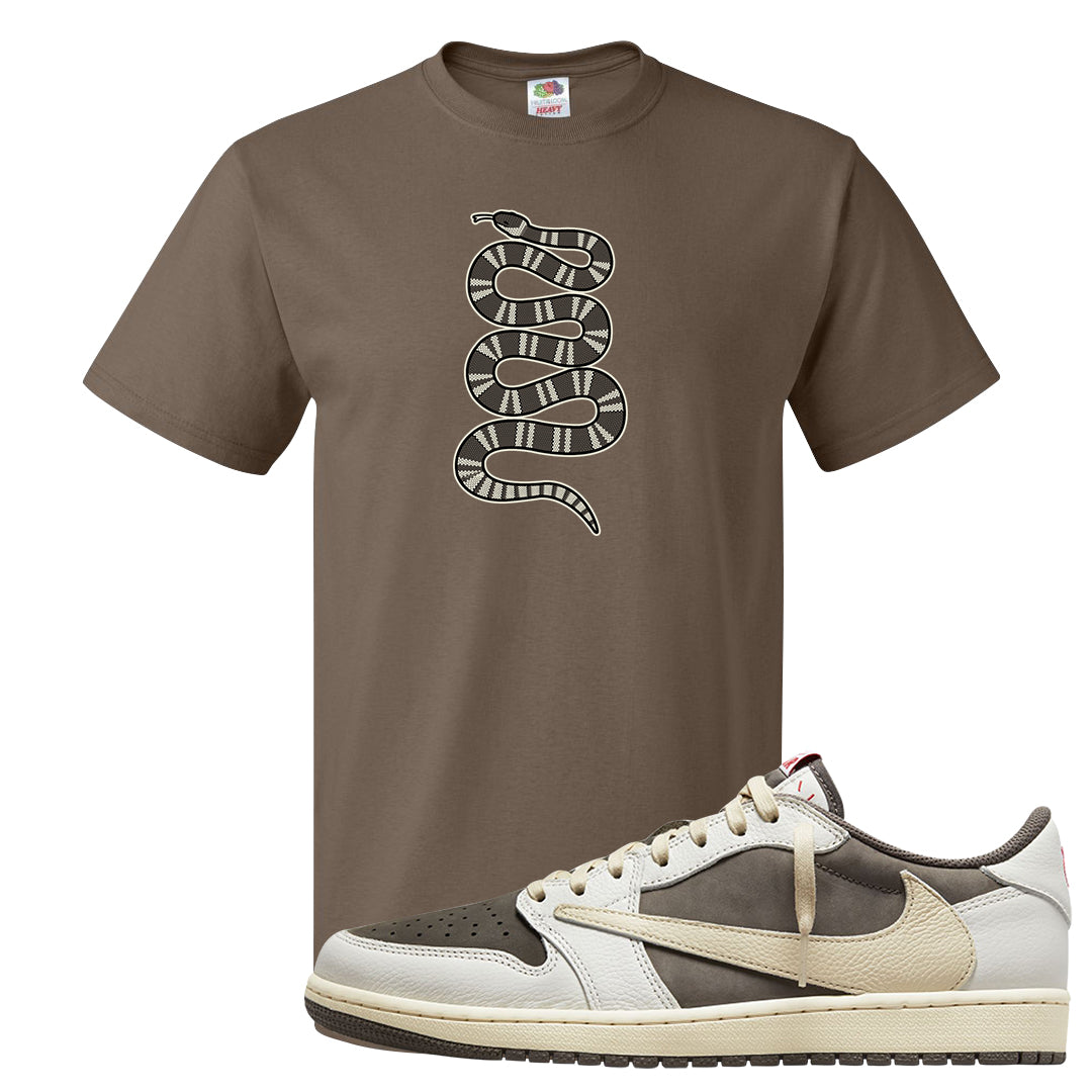 Reverse Mocha Low 1s T Shirt | Coiled Snake, Chocolate