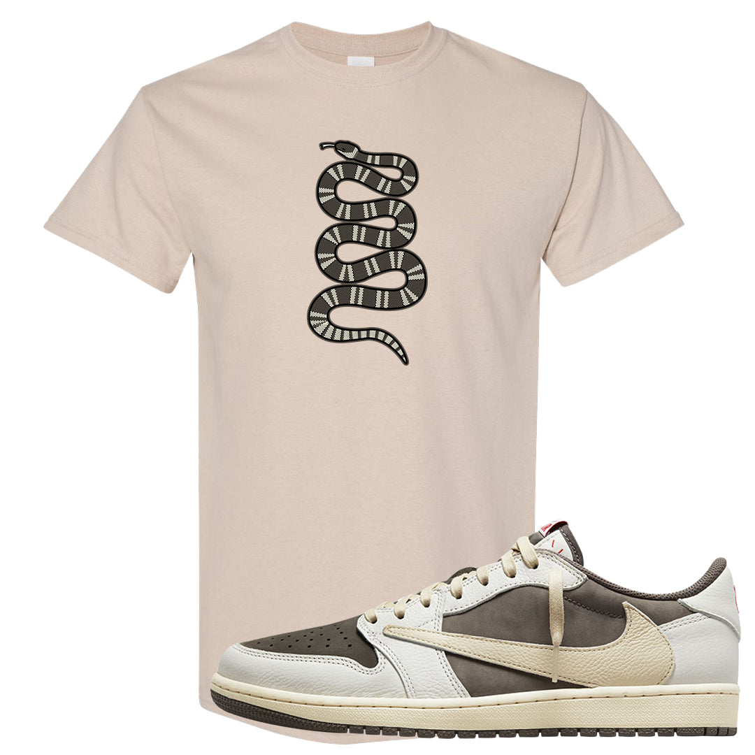 Reverse Mocha Low 1s T Shirt | Coiled Snake, Sand