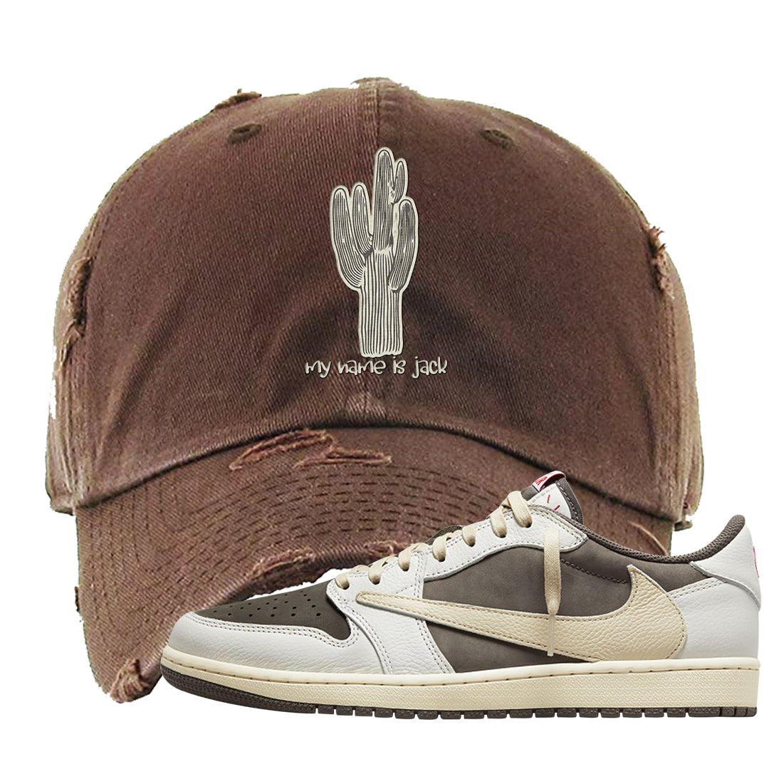 Reverse Mocha Low 1s Distressed Dad Hat | Jack The Cactus, Brown