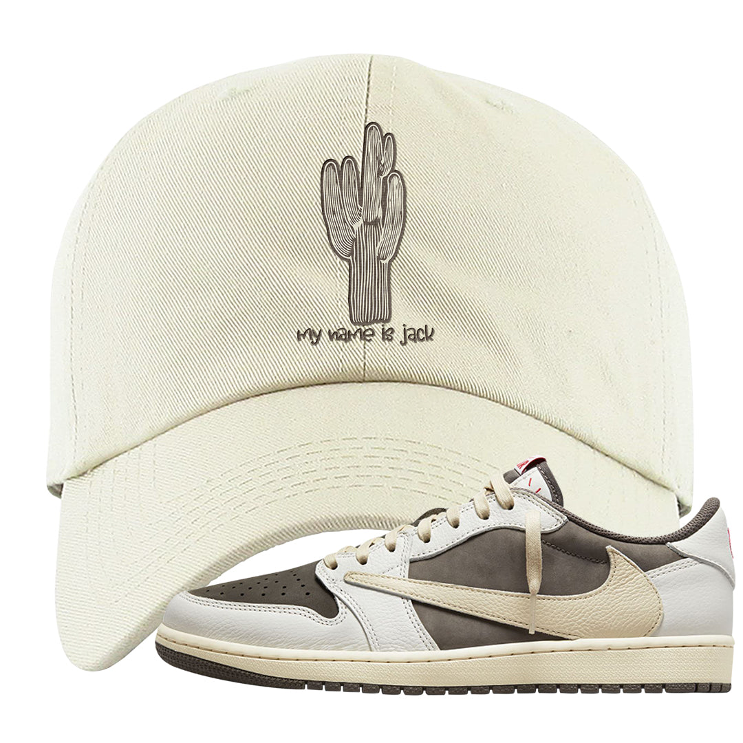 Reverse Mocha Low 1s Dad Hat | Jack The Cactus, White