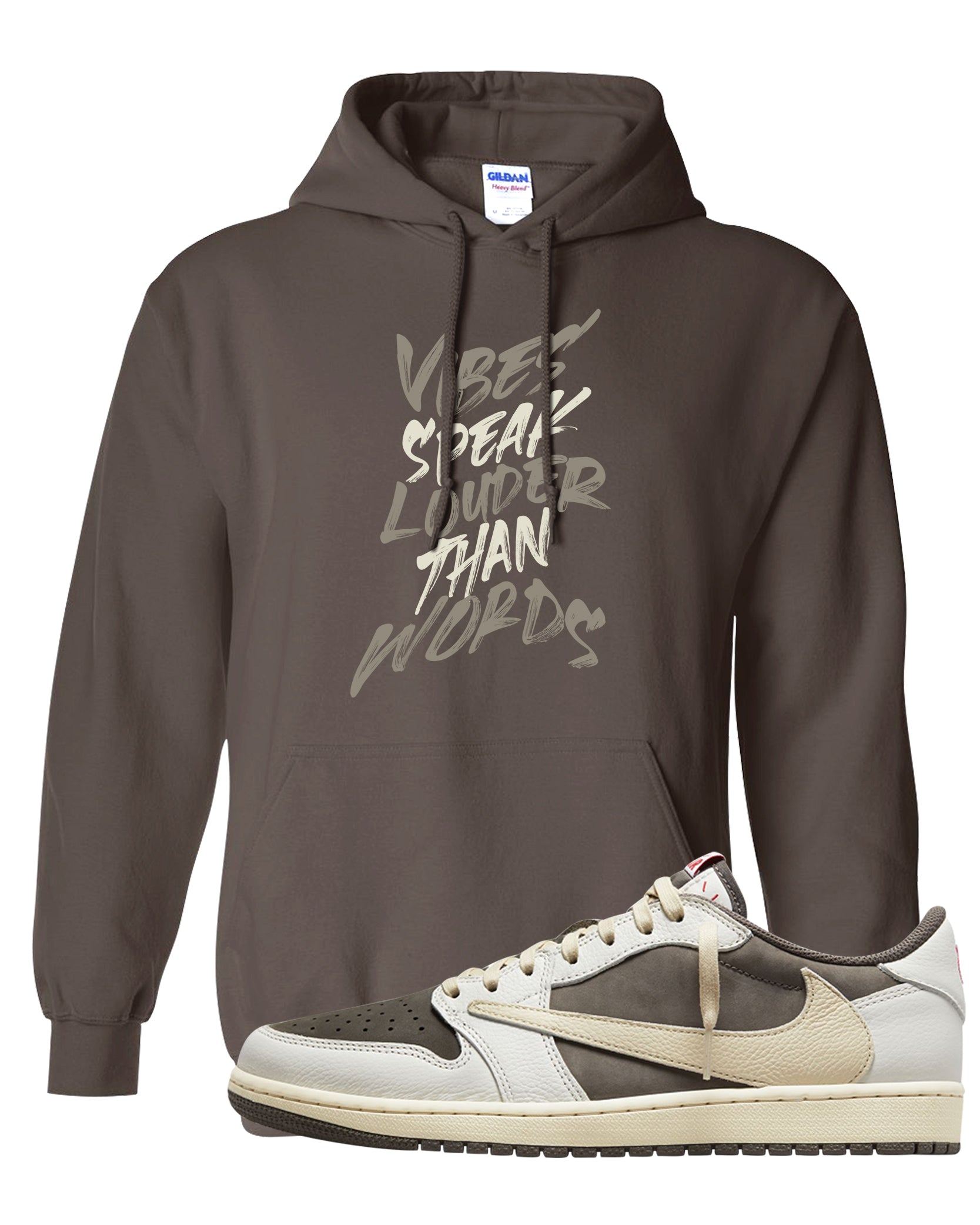 Reverse Mocha Low 1s Hoodie | Vibes Speak Louder Than Words, Chocolate