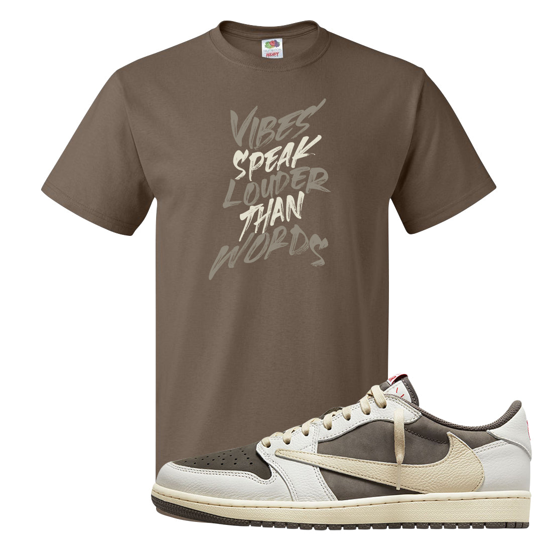 Reverse Mocha Low 1s T Shirt | Vibes Speak Louder Than Words, Chocolate