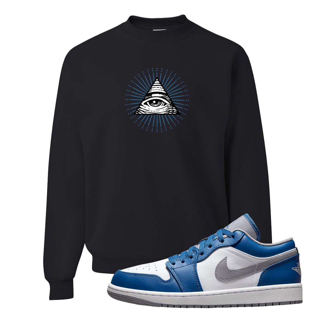 True Blue Low 1s Crewneck Sweatshirt | All Seeing Eye, Black