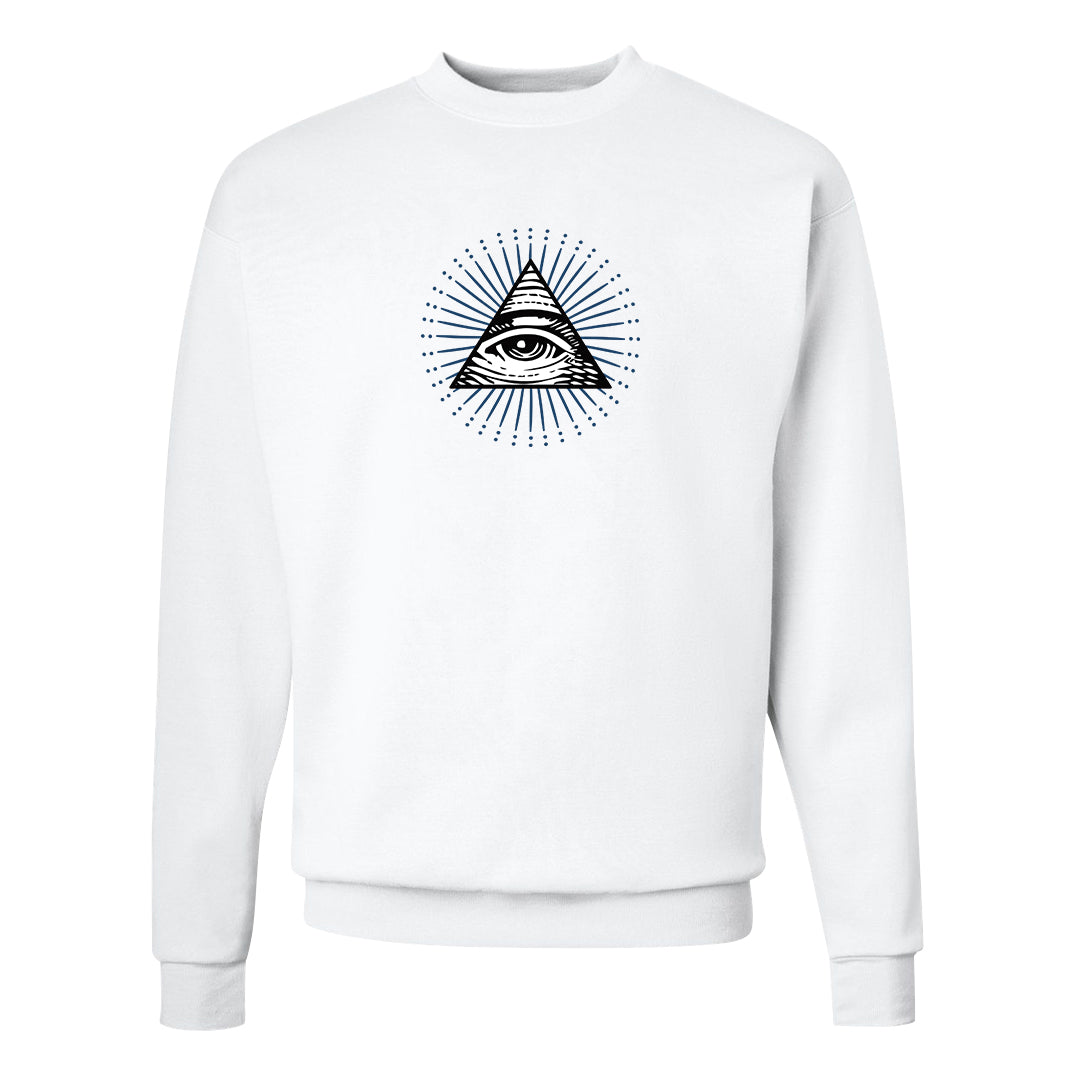 True Blue Low 1s Crewneck Sweatshirt | All Seeing Eye, White