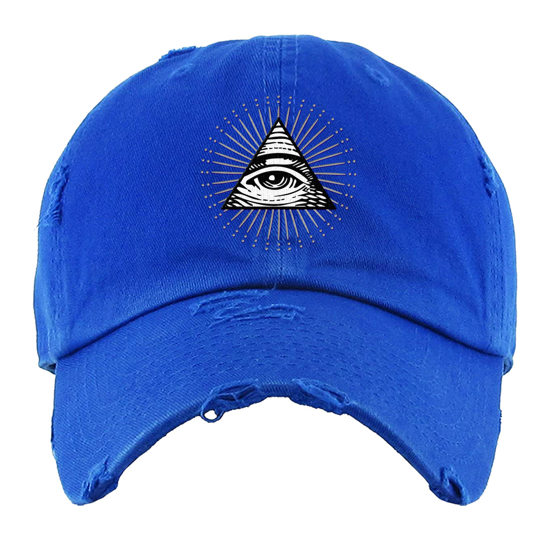 True Blue Low 1s Distressed Dad Hat | All Seeing Eye, Royal