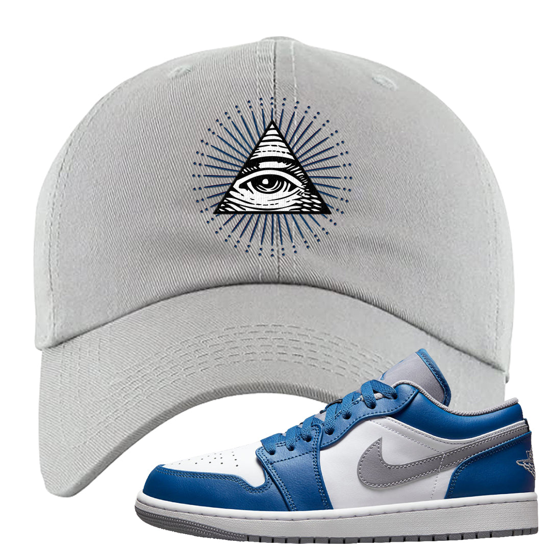 True Blue Low 1s Dad Hat | All Seeing Eye, Light Gray
