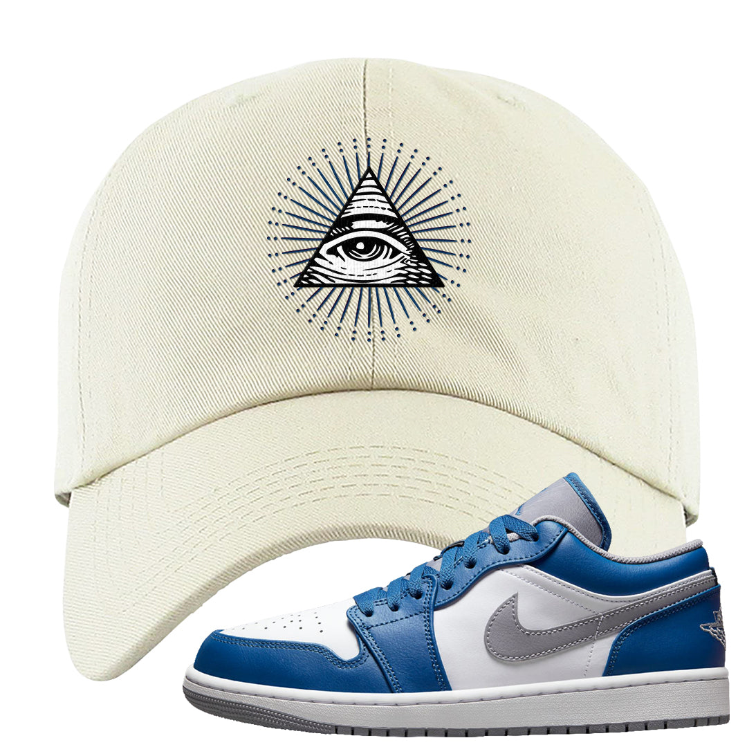 True Blue Low 1s Dad Hat | All Seeing Eye, White