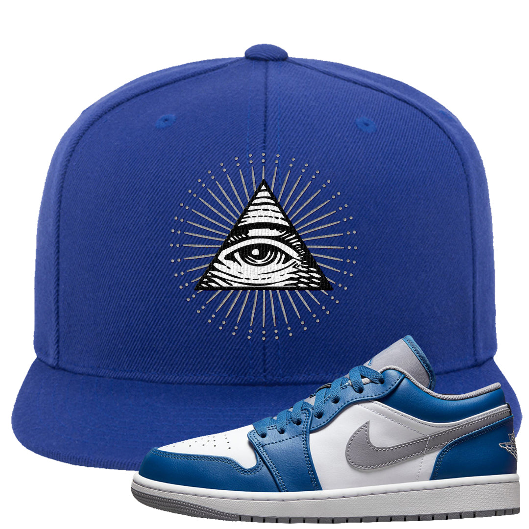 True Blue Low 1s Snapback Hat | All Seeing Eye, Royal