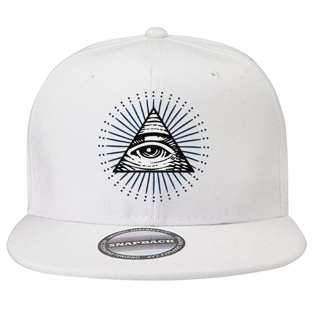 True Blue Low 1s Snapback Hat | All Seeing Eye, White