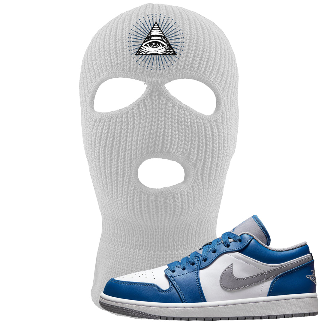 True Blue Low 1s Ski Mask | All Seeing Eye, White