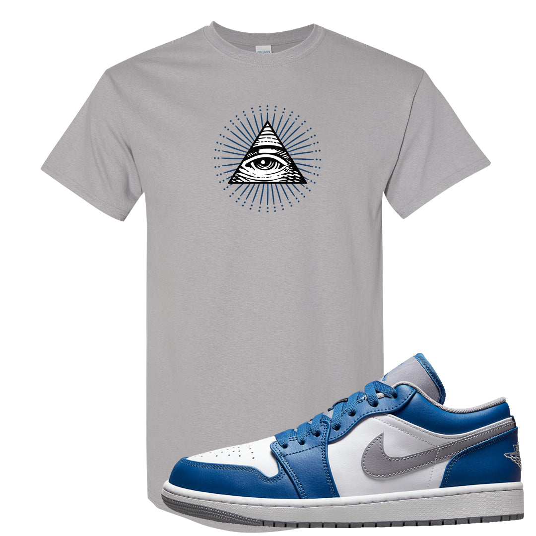 True Blue Low 1s T Shirt | All Seeing Eye, Gravel
