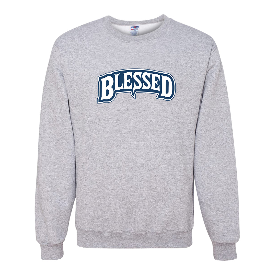 True Blue Low 1s Crewneck Sweatshirt | Blessed Arch, Ash
