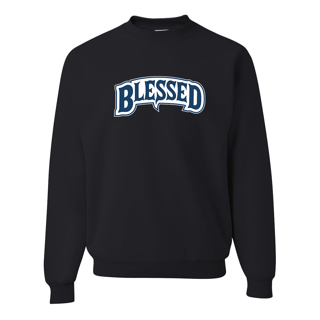 True Blue Low 1s Crewneck Sweatshirt | Blessed Arch, Black