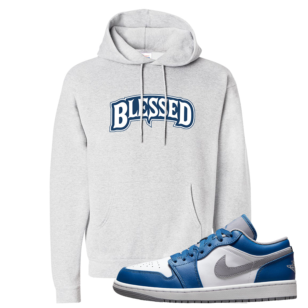 True Blue Low 1s Hoodie | Blessed Arch, Ash
